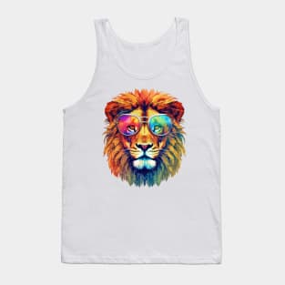 Colorful Lion with Glasses Tank Top